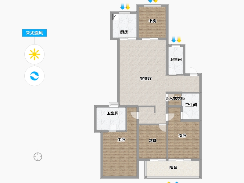 江苏省-无锡市-万科翡翠东方-134.83-户型库-采光通风