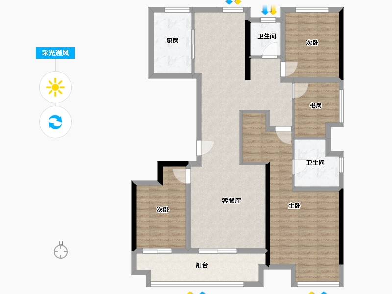 浙江省-绍兴市-元垄城-112.74-户型库-采光通风