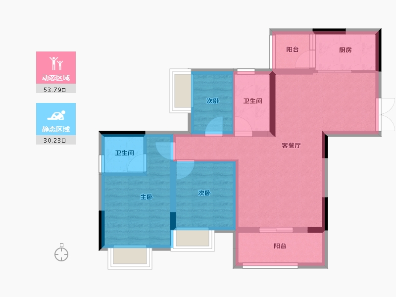 重庆-重庆市-海成御景上院-74.01-户型库-动静分区