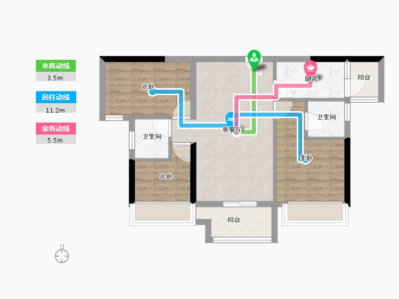 重庆-重庆市-中骏珑景台-63.91-户型库-动静线