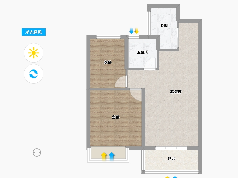 浙江省-绍兴市-水韵蓝湾-60.80-户型库-采光通风