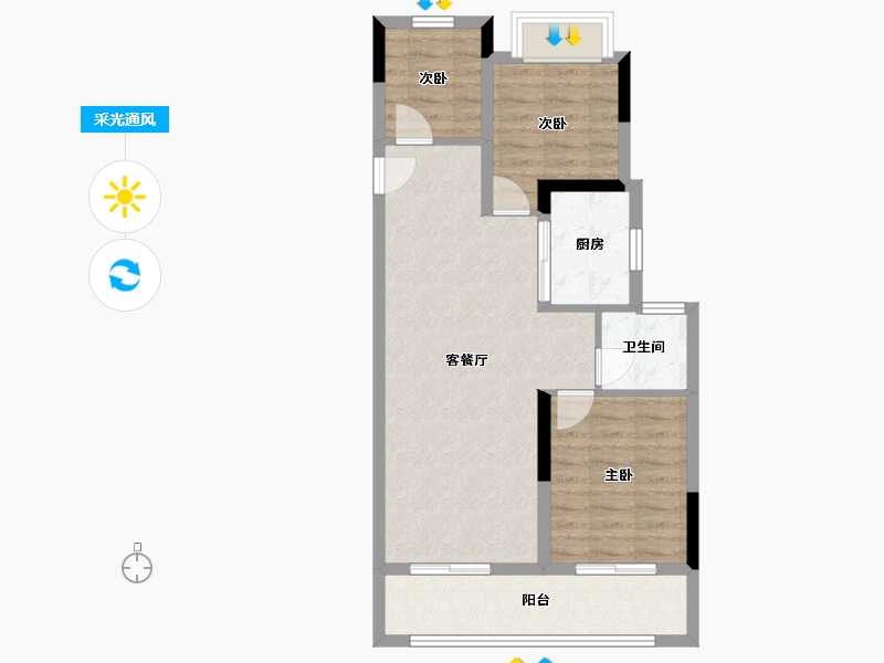 浙江省-绍兴市-元垄紫辰府-68.00-户型库-采光通风