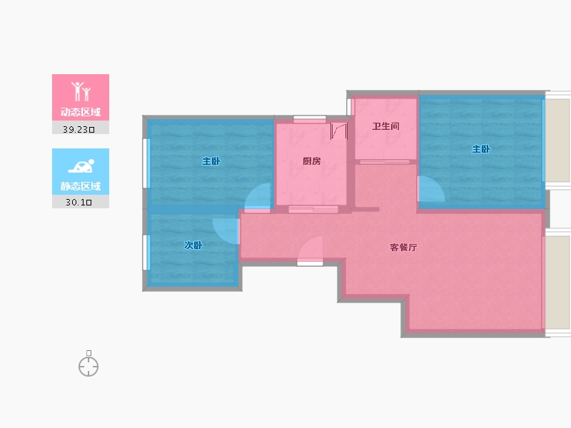 北京-北京市-翡翠西湖-69.88-户型库-动静分区