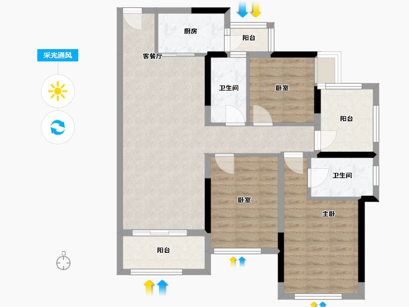 广东省-惠州市-中洲·华昕家园-87.45-户型库-采光通风