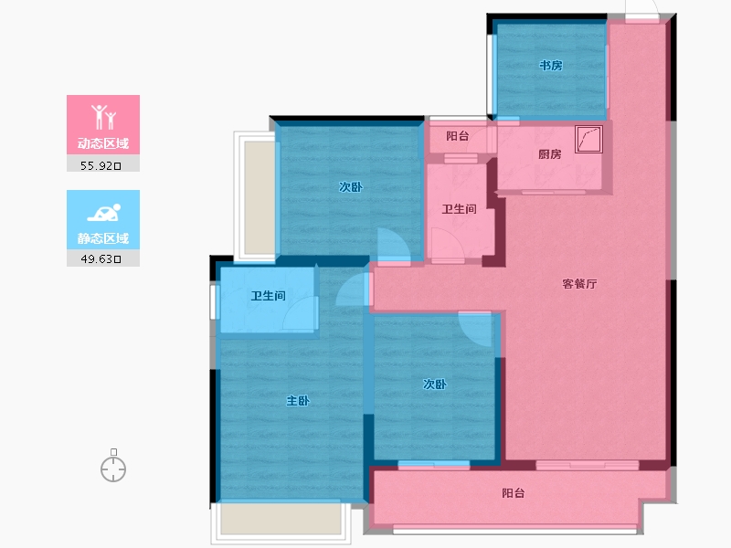 四川省-德阳市-雍湖大院-98.00-户型库-动静分区