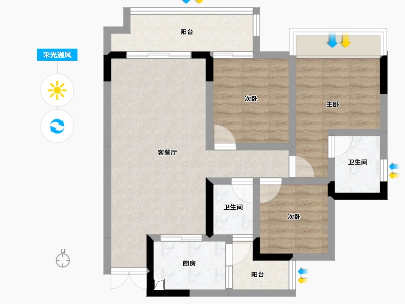 重庆-重庆市-芸峰珞璜时代广场-73.56-户型库-采光通风