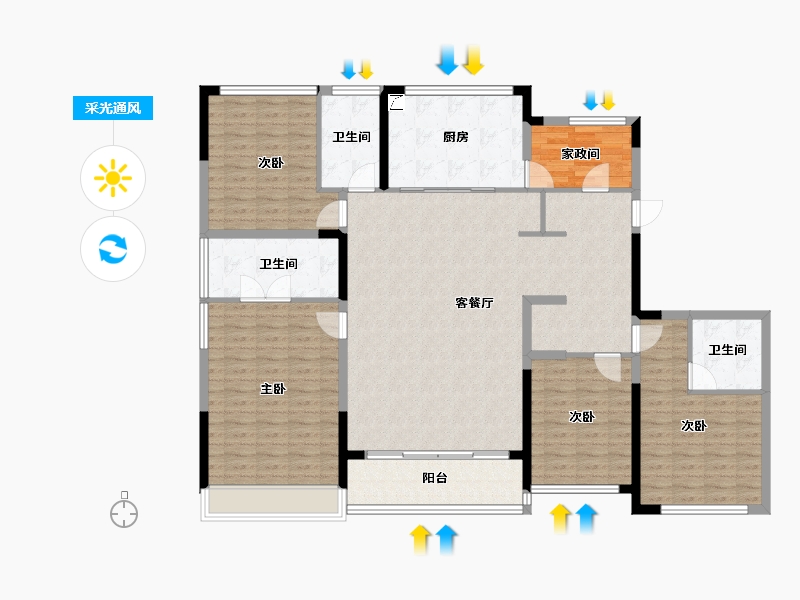 浙江省-金华市-交投绿城柳岸晓风-160.00-户型库-采光通风