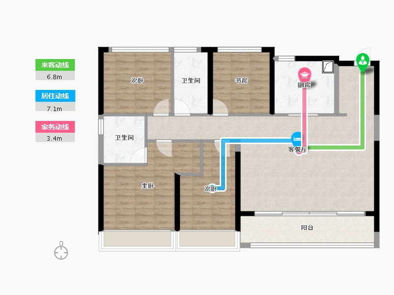 浙江省-金华市-交投绿城柳岸晓风-114.40-户型库-动静线