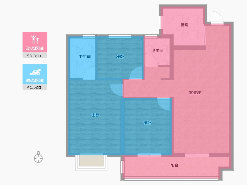 浙江省-金华市-上坤碧桂园云起峰境-84.80-户型库-动静分区