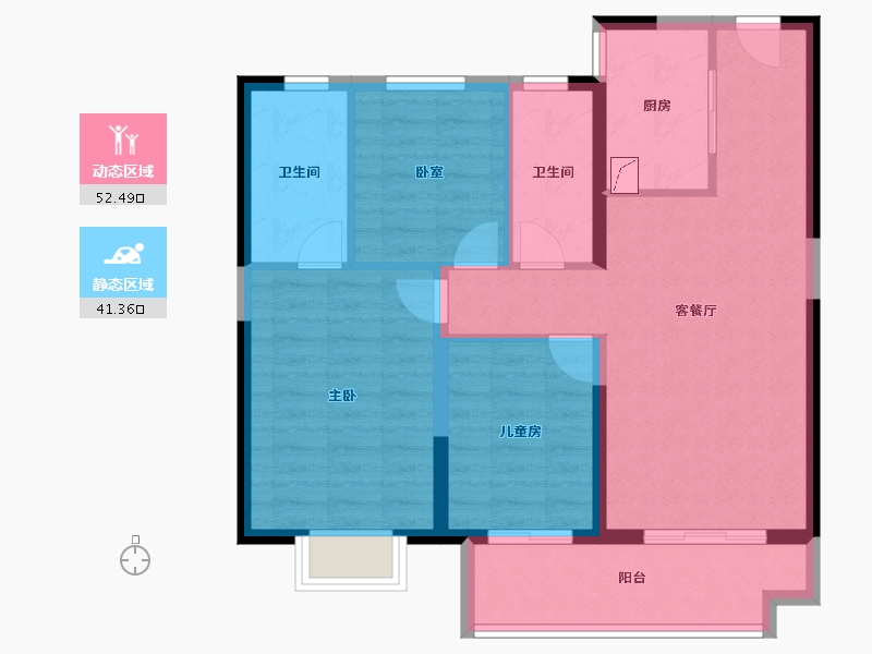 浙江省-宁波市-中昂·祥云府-84.00-户型库-动静分区