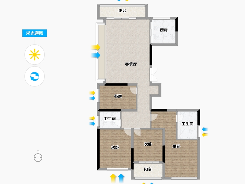 浙江省-绍兴市-元垄城-134.40-户型库-采光通风