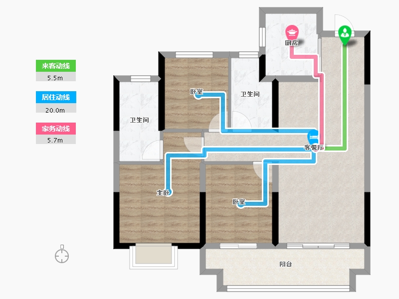 浙江省-金华市-商城锦绣朝阳-86.39-户型库-动静线