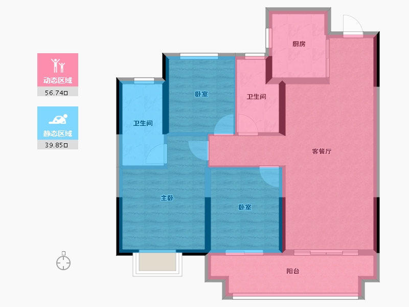 浙江省-金华市-商城锦绣朝阳-86.39-户型库-动静分区