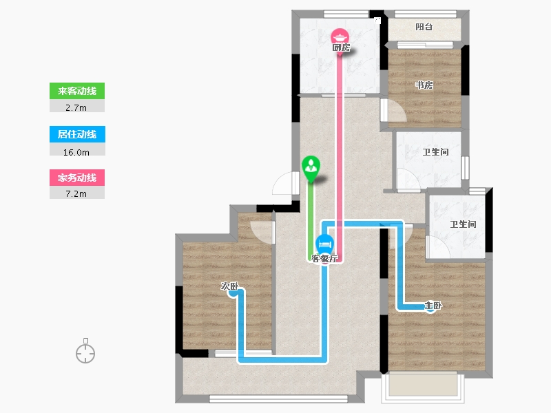 浙江省-金华市-绿城沁园-86.40-户型库-动静线