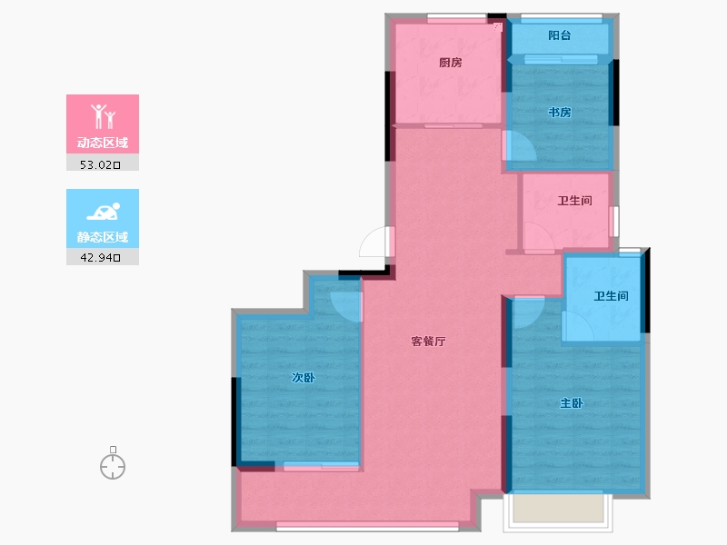 浙江省-金华市-绿城沁园-86.40-户型库-动静分区