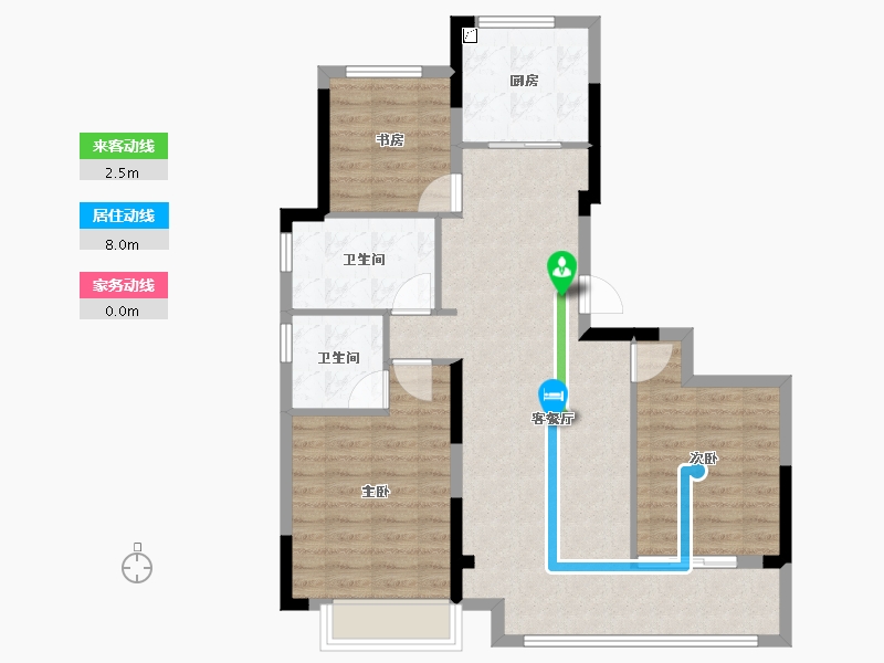 浙江省-金华市-绿城沁园-86.39-户型库-动静线