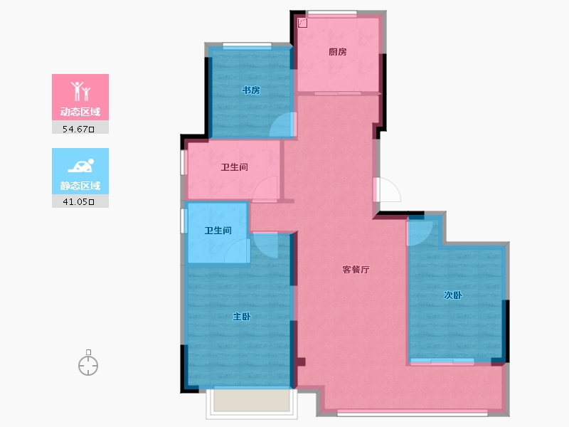 浙江省-金华市-绿城沁园-86.39-户型库-动静分区