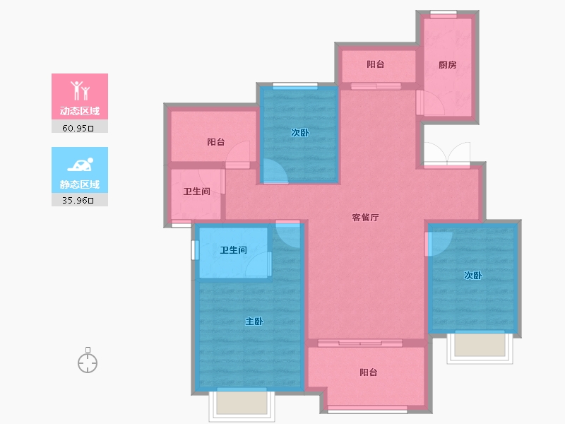 重庆-重庆市-俊豪圣玺府-85.61-户型库-动静分区