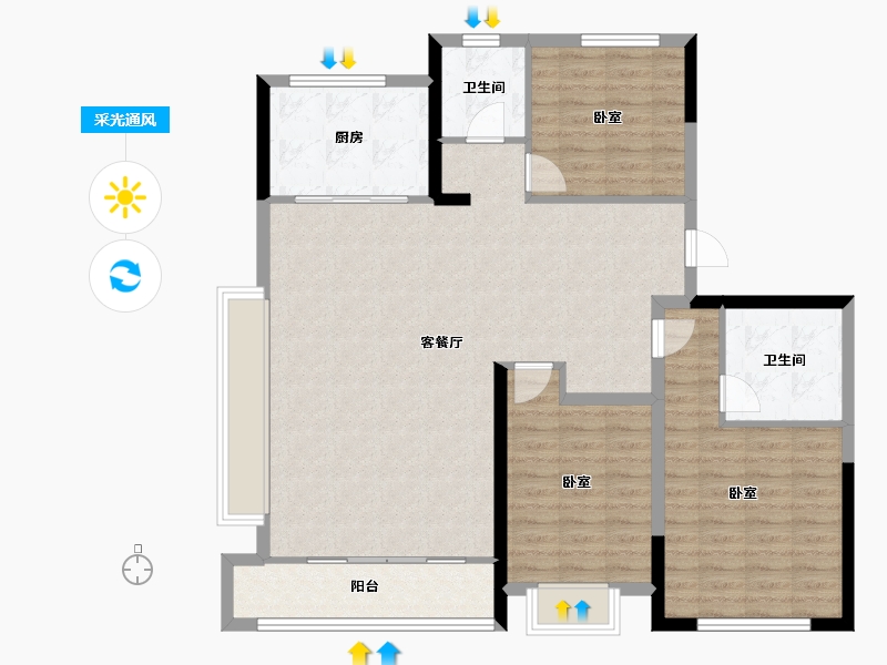 山东省-青岛市-和达上城-114.40-户型库-采光通风