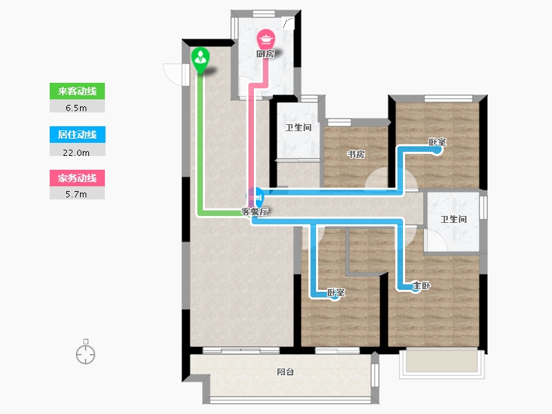 浙江省-金华市-商城锦绣朝阳-94.75-户型库-动静线