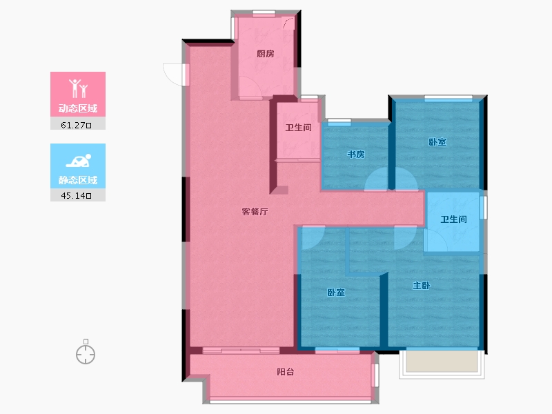 浙江省-金华市-商城锦绣朝阳-94.75-户型库-动静分区