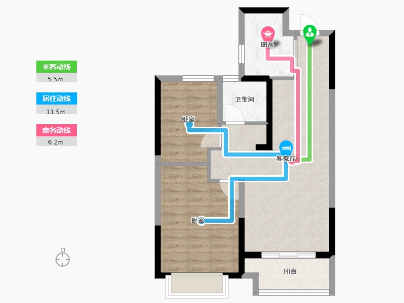 浙江省-金华市-商城锦绣朝阳-62.20-户型库-动静线