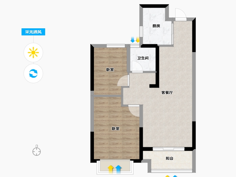 浙江省-金华市-商城锦绣朝阳-62.20-户型库-采光通风