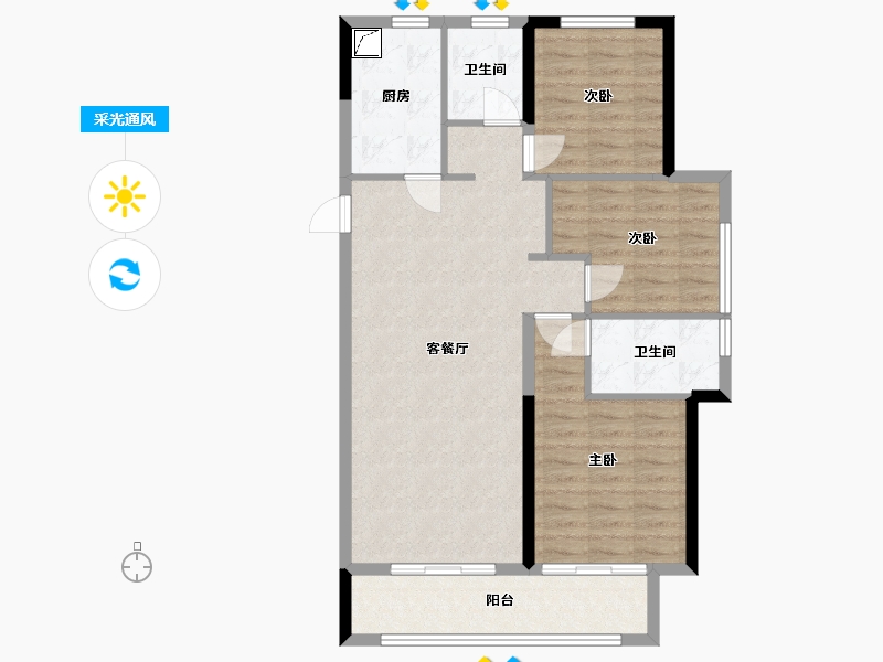 河南省-驻马店市-西湖家园-90.00-户型库-采光通风