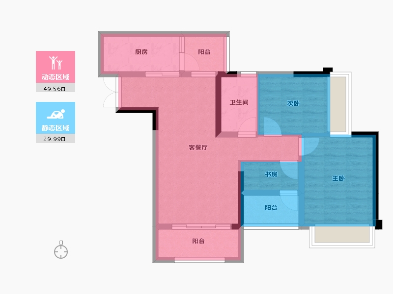 重庆-重庆市-北新御龙湾-69.99-户型库-动静分区