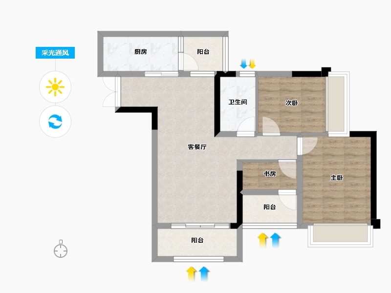 重庆-重庆市-北新御龙湾-69.99-户型库-采光通风