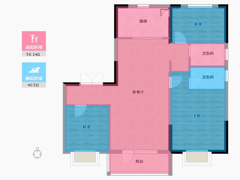 黑龙江省-哈尔滨市-碧桂园·欧洲城拉菲小镇-86.49-户型库-动静分区