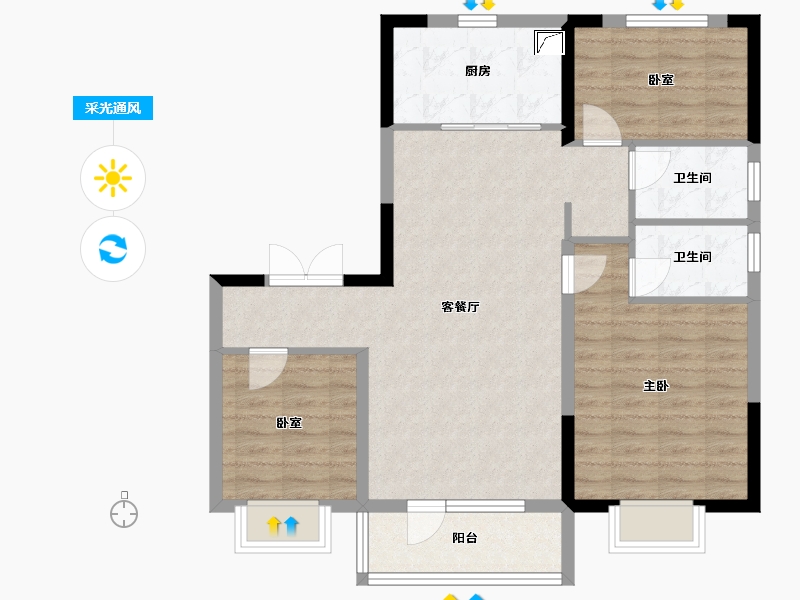 黑龙江省-哈尔滨市-碧桂园·欧洲城拉菲小镇-86.49-户型库-采光通风