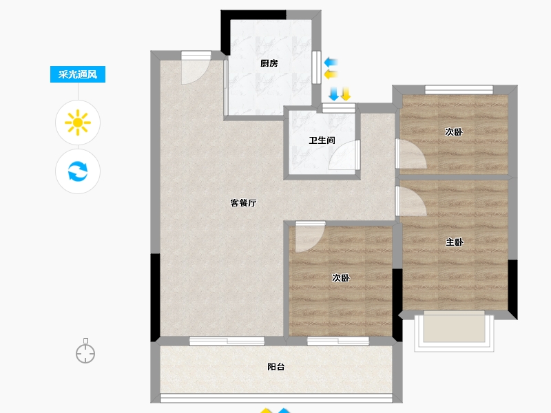 浙江省-绍兴市-元垄紫辰府-68.00-户型库-采光通风