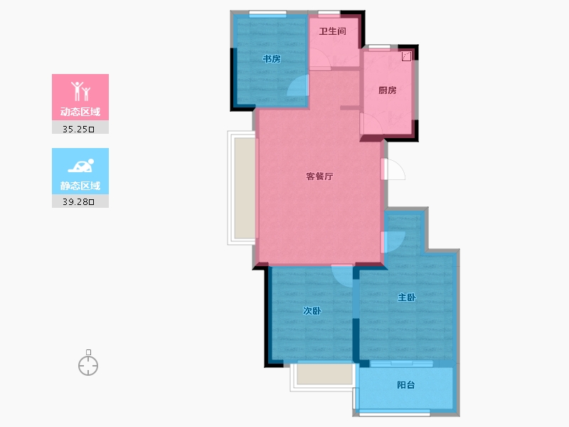 浙江省-金华市-中海金地中央园著-66.40-户型库-动静分区