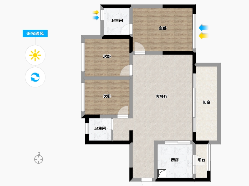 四川省-成都市-融创九天城-90.76-户型库-采光通风