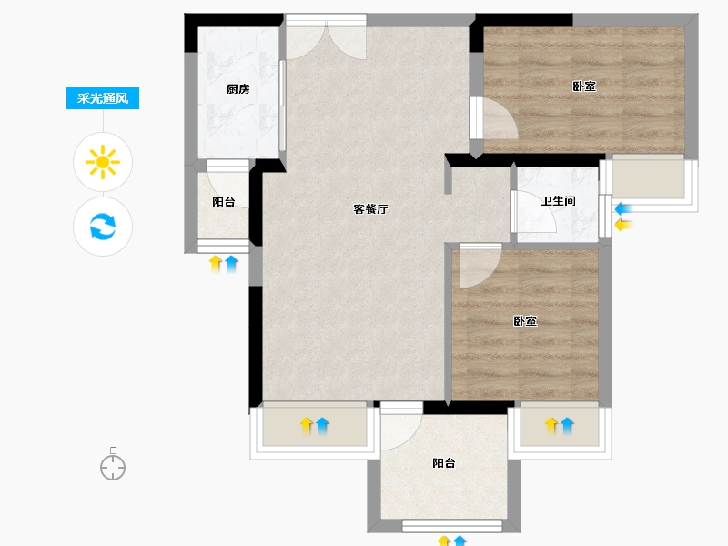 重庆-重庆市-北新御龙湾-54.90-户型库-采光通风