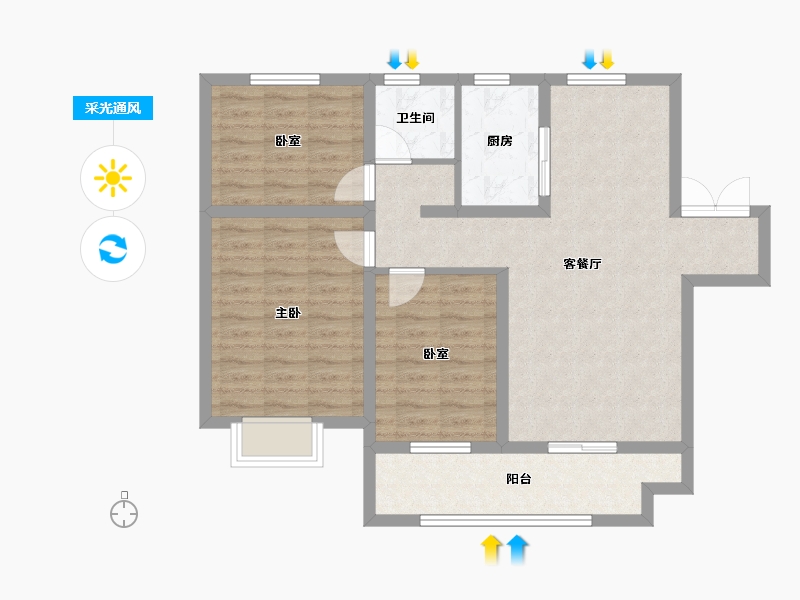 江苏省-徐州市-荣辉时代御府-84.65-户型库-采光通风