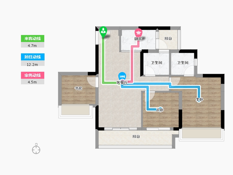 重庆-重庆市-华宇锦绣玺岸-73.56-户型库-动静线