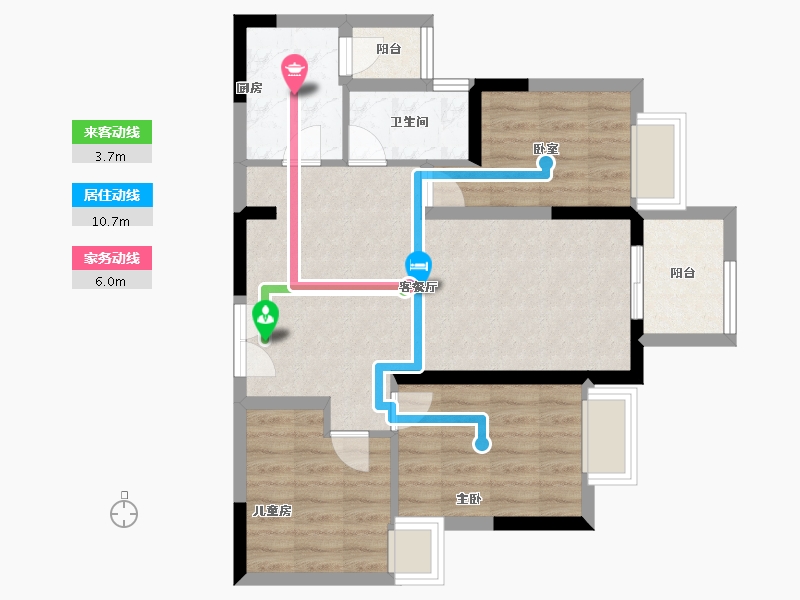 重庆-重庆市-联发龙洲湾1号-67.20-户型库-动静线