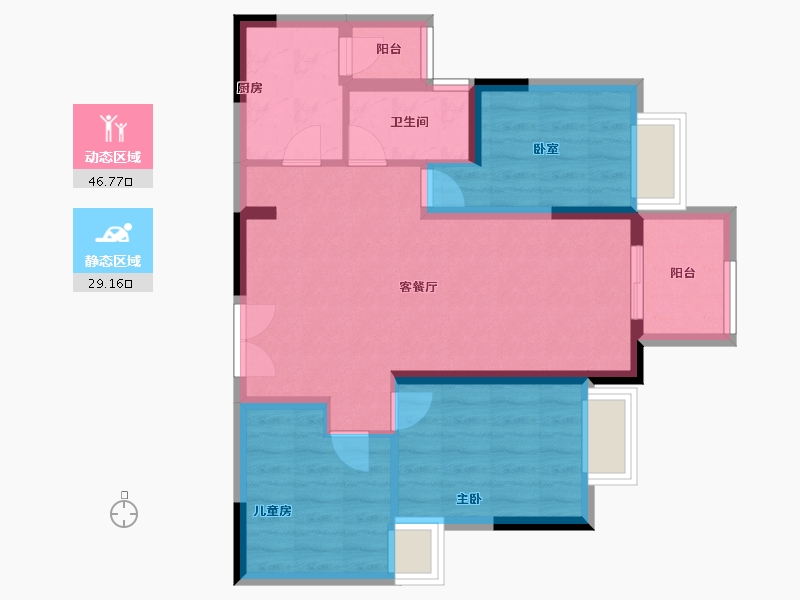 重庆-重庆市-联发龙洲湾1号-67.20-户型库-动静分区