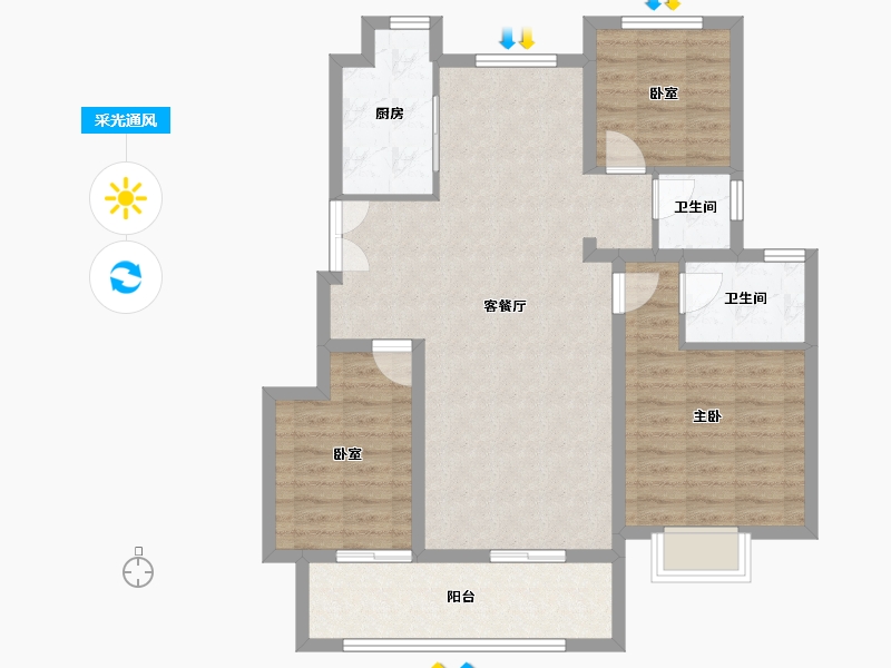 江苏省-徐州市-荣辉时代御府-92.90-户型库-采光通风