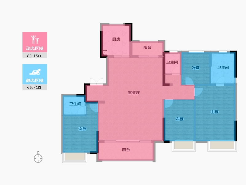 浙江省-金华市-蓝城桂语听澜-135.99-户型库-动静分区