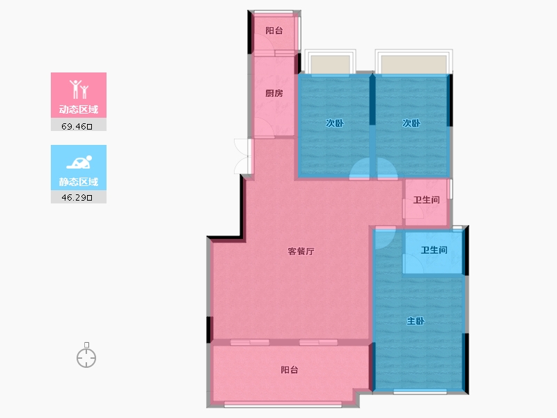 重庆-重庆市-金辉碧桂园雅居乐麓铭府-104.01-户型库-动静分区