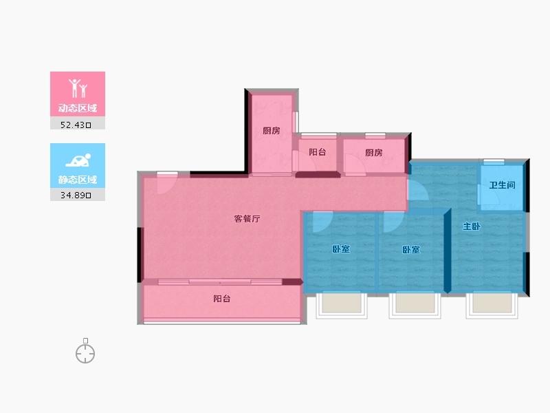 重庆-重庆市-泽京璟樾府-77.17-户型库-动静分区