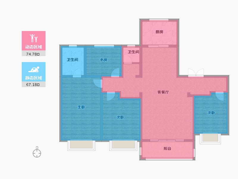 陕西省-西安市-盈泰水岸东方-127.01-户型库-动静分区