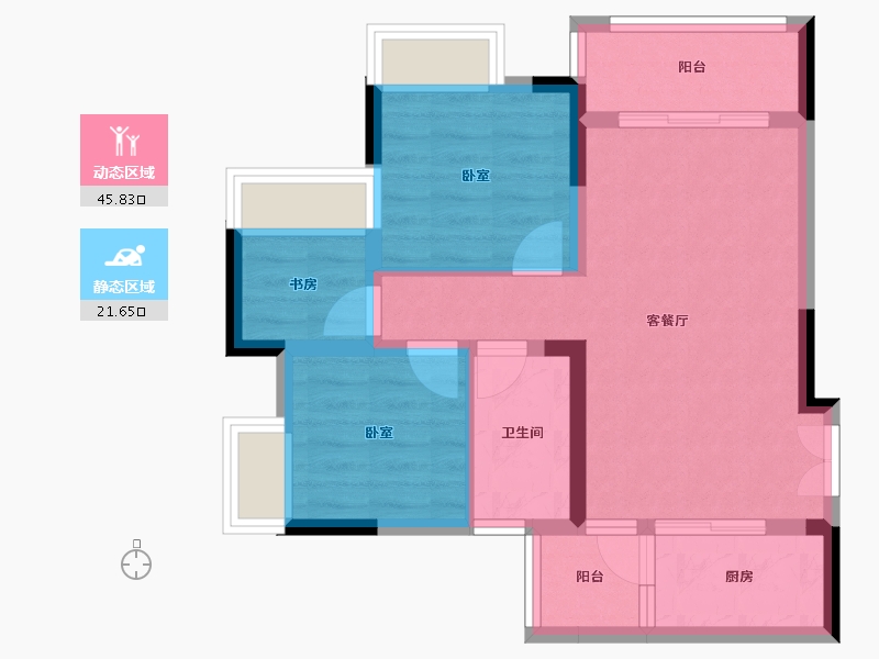 重庆-重庆市-北新御龙湾-59.41-户型库-动静分区