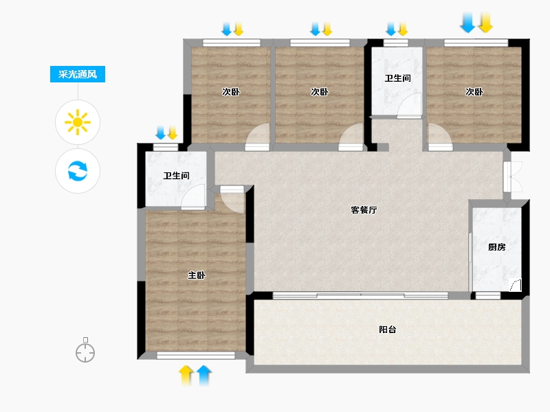 四川省-成都市-融创九天城-113.25-户型库-采光通风