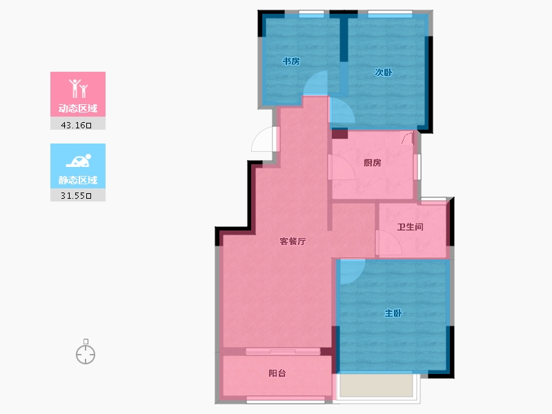 浙江省-金华市-中海金地中央园著-66.40-户型库-动静分区