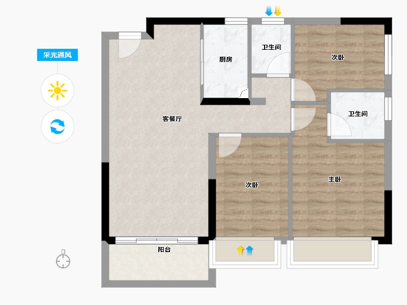 四川省-成都市-香江悦湖春天-71.20-户型库-采光通风