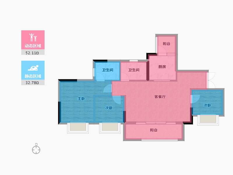 重庆-重庆市-海成御景上院-75.86-户型库-动静分区